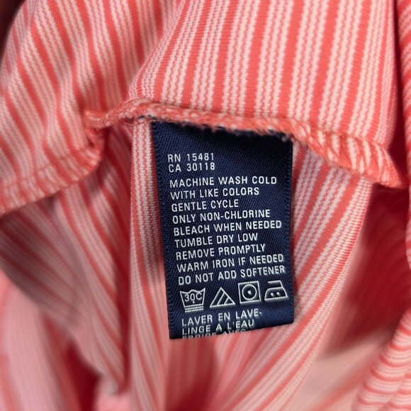 Mens Oxford Golf Pink Striped Polo Shirt Short Sleeve Polyester Falcon Dunes XXL - Picture 4 of 8